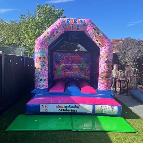 10 x 12 ft Smaller Pink and Blue LOL Surprise Dolls Design 2 Bouncy Castle Hire Essex