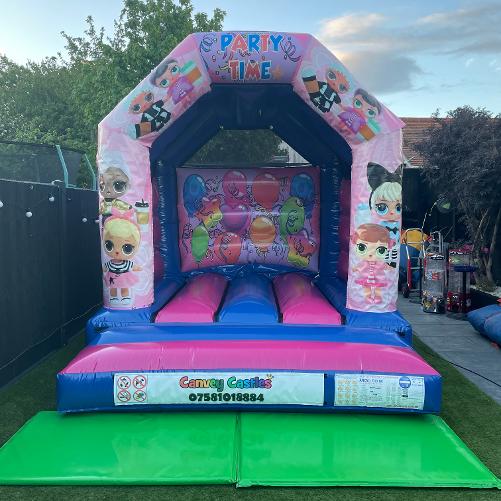 10 x 12 ft Small Pink and Blue LOL Surprise Dolls Design 1 Bouncy Castle Hire Essex
