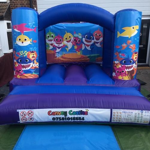 Small Purple and Blue Baby Shark Bouncy Castle
