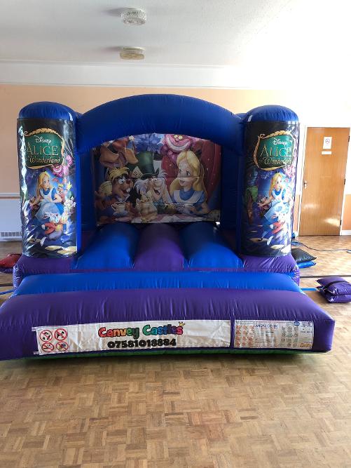 Blue and Purple Small Alice in Wonderland Bouncy Castle