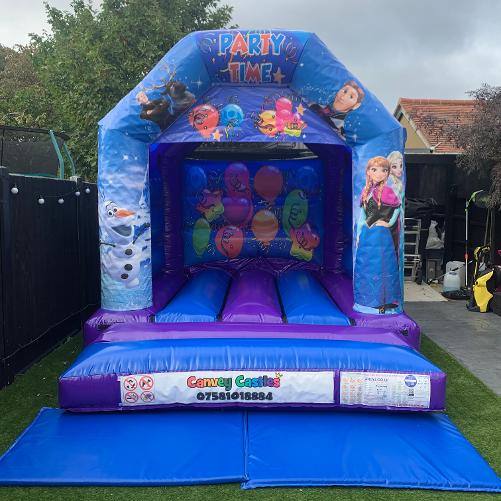 10 x 12 ft Small Purple and Blue Frozen Bouncy Castle Hire Essex