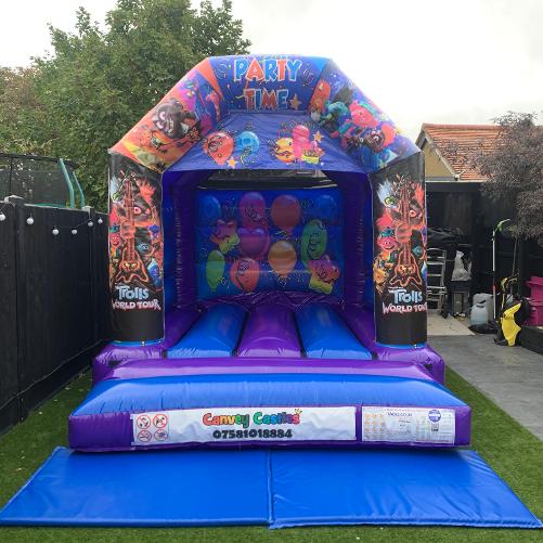 10 x 12 ft Small Blue and Purple Trolls World Tour Bouncy Castle Hire Essex