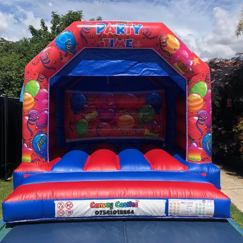 12 x 12ft Medium Red and Blue Partytime Bouncy Castle Hire In Essex