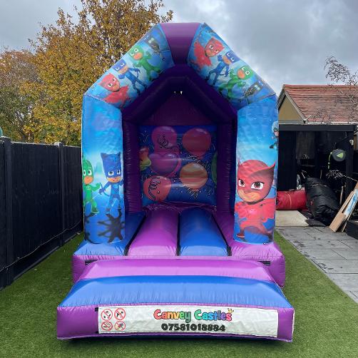 8 x 12ft Extra Small Blue and Purple PJ Masks Themed Inflatable Hire Essex
