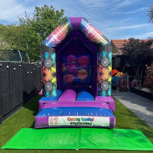 8 x 12ft Extra Small Blue and Purple Disco Themed Inflatable Hire Essex