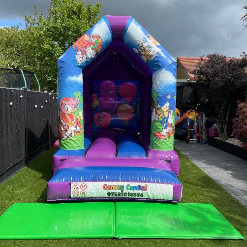 8 x 12ft Extra Small Blue and Purple Sonic Inflatable Hire Essex