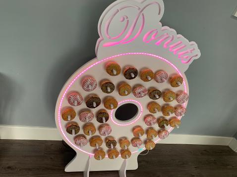 Light Up LED Donut Wall Hire In Essex, Dougnut Wall Hire Essex.