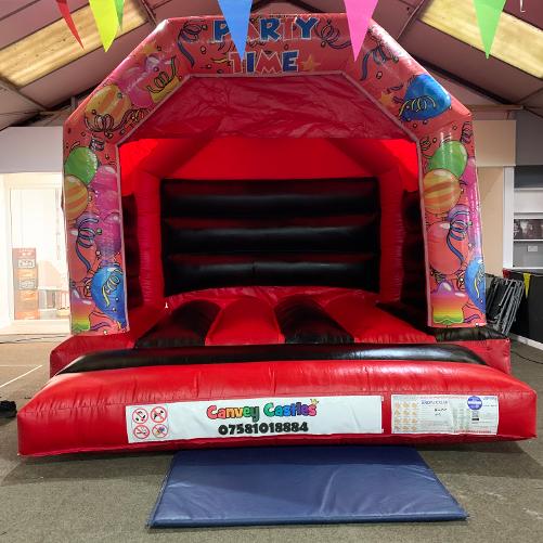 12 x 12ft Medium Red and Black Partytime Bouncy Castle Hire In Essex