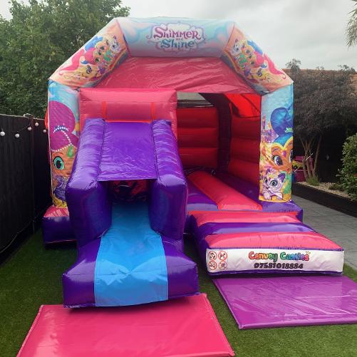 12ft x 17ft Shimmer and Shine Slide Combo Bouncy Castle Hire Essex