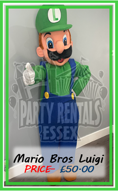 Super Mario Bros Luigi Mascot Costume Hire Essex